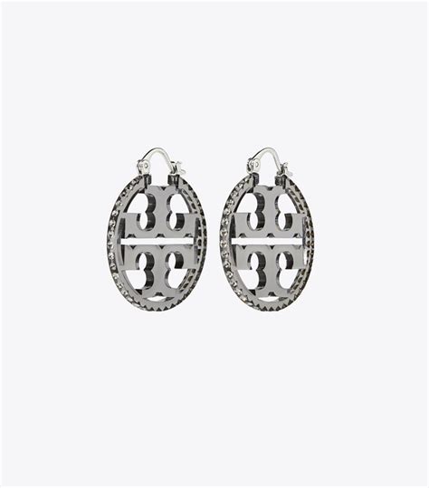 tory burch silver earrings|tory burch small hoop earrings.